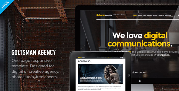 Goltsman Agency v1.0.1 - One Page Responsive Template-创客云