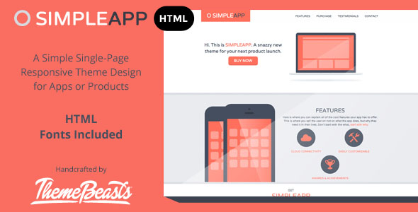 自适应 SimpleApp App着陆页 HTML5模版-创客云