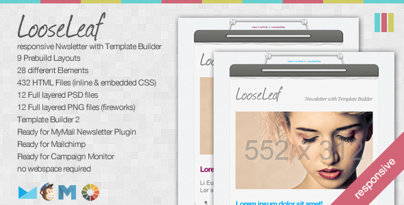 自适应 Loose Leaf 电子邮件 HTML5模板-创客云